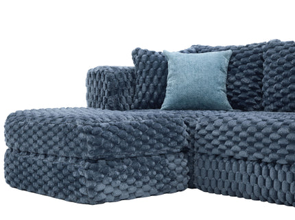 Modular Sectional Sofa, Boneless Couch With 2 Movable Ottomans