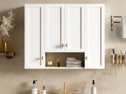 30" Bathroom Cabinet With 5 Adjustable Shelves, Wall Mounted Medicine Cabinet - White