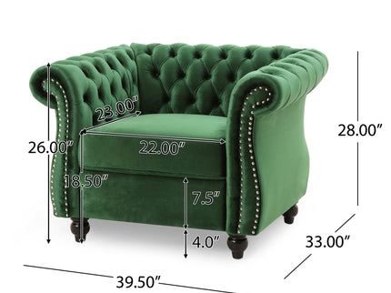 Nexuson - Upholstered Chesterfield Chair With Deep Tufted And Nailhead Trim