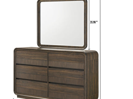 Flair Rounded Edges 1 Piece Dresser, 6 Drawer Storage Bedroom Furniture - Brown