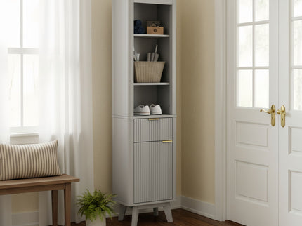 Tall Bathroom Storage Cabinet With Adjustable Shelves And 1 Drawer & Door