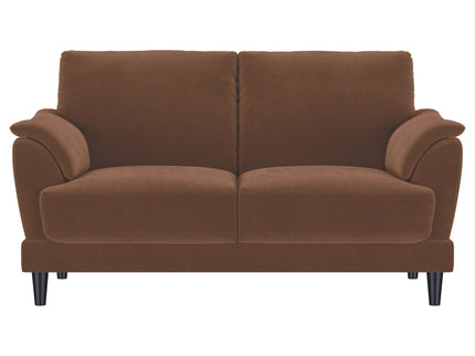 Dania - Upholstered Crescent Loveseat With Curved Tufted Arms - Rust