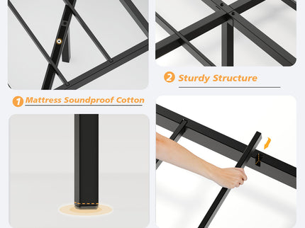 Floating Bedstead With Charging Station And LED Lights