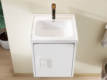 20" Floating Bathroom Vanity Combo With Wall Cabinet, Ceramic Sink & Soft Close Doors - White