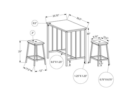 3 Pieces Dining Set, Counter Height, Rectangular, Small, Contemporary & Modern