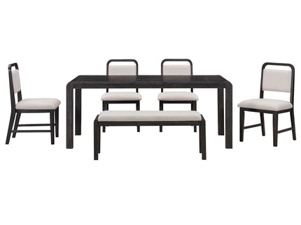 Extendable Dining Table Set With 4 Upholstered Chairs And 1 Bench