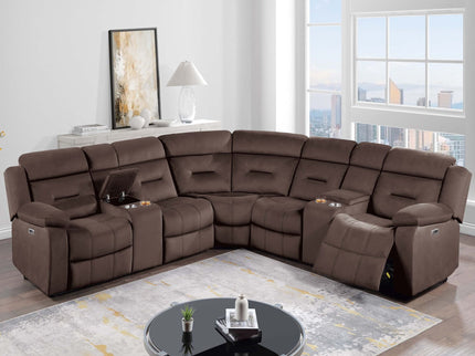 Power Reclining Sectional Set With Console Cup Holders