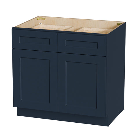 Shaker Base Cabinet With Doors, Soft Close Hinges, Adjustable Shelf, Bathroom Storage Unit - Navy Blue