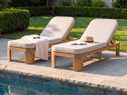 Outdoor Chaise Lounge With Cushion, 5 Position Adjustable Backrest