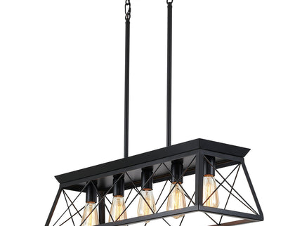 Chandelier Pendant Light For Dining Room Kitchen, 5 Light Fixture With Adjustable Height
