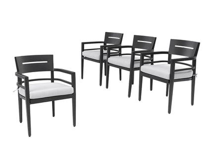Outdoor Patio Dining Chairs With Outdoor Grade Sunbrella Fabric Cushions, Tapered Feet (Set of 4) - Ember Black