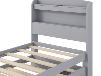 Platform Bed With LED Headboard, Charging Station, Trundle And 2 Drawers