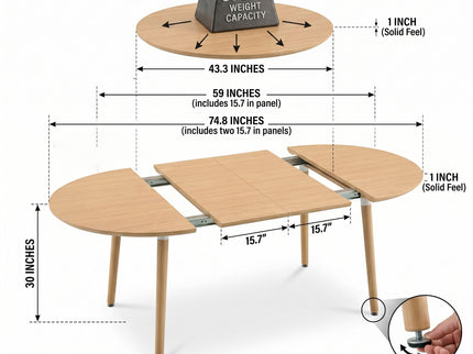 3 In 1 Extendable Dining Table - Wood