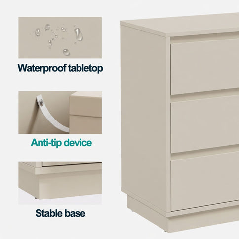 3 Drawer Nightstand, Bedroom Side Table