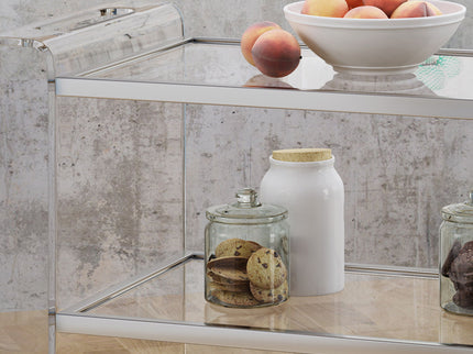 Elegant Acrylic Bar Cart With Tempered Glass Shelves And Rattan Metal Frame - Clear
