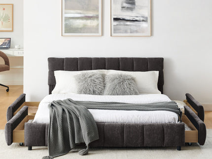 Modern Platform Bed Frame With Thick Fabric