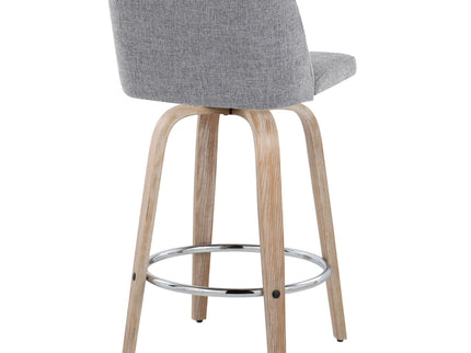 Toriano - Modern Design Fixed Height Counter Stool With Swivel With Round Footrest (Set of 2)