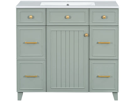 Bathroom Vanity With Ceramic Sink, Soft Close Doors, Adjustable Shelves