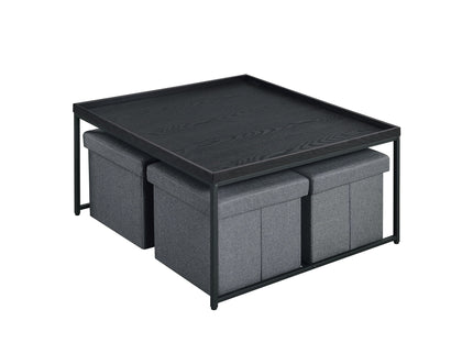 Vinny - Wood Grain Coffee Table Set With Raised Edges