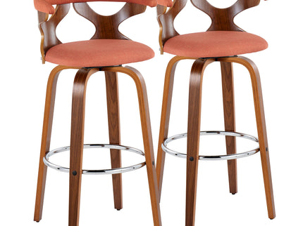Gardenia - Mid Century Modern Fixed Height Barstool With Swivel With Round Footrest (Set of 2)