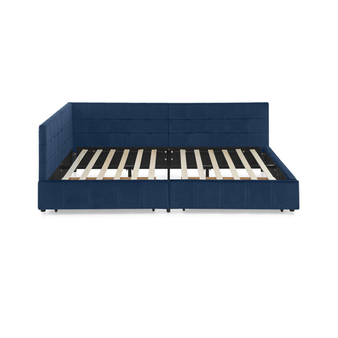 Elegant Design Storage Upholstered Tufted Bed Frame With Backrest And Armrests
