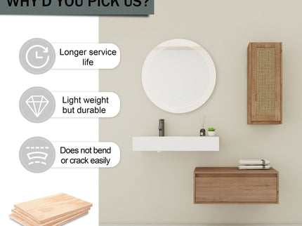 Modern Imitative Wall Mounted Bathroom Vanity With Resin Sink And Side Cabinet