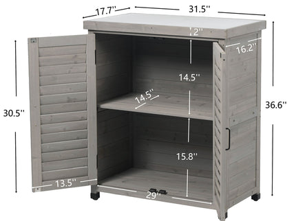 Potting Bench With Storage Cabinet And Metal Table Top For Outdoor