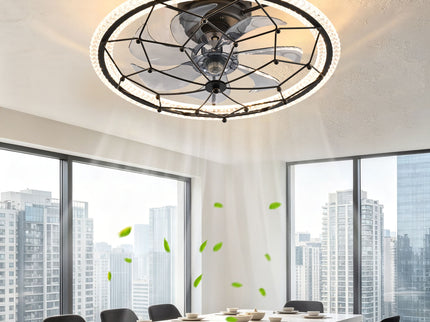 Ceiling Fan With Light And Remote Control, 6 Speeds, 3 Color Options - Matte Black