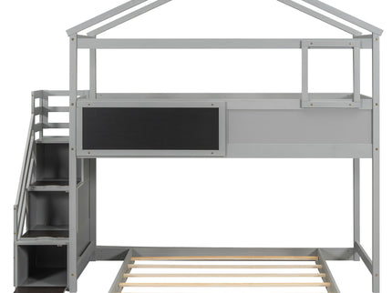 House Style Bunk Bed With Storage Staircase And board