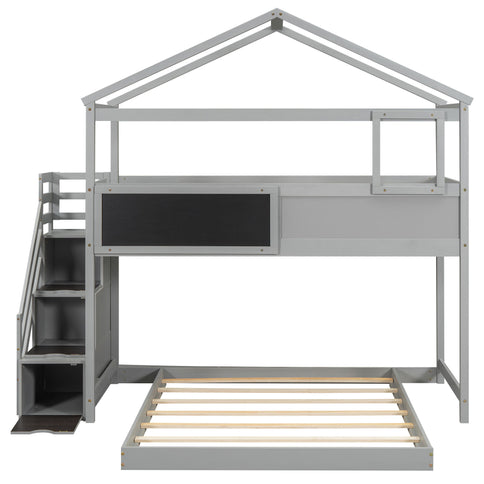 House Style Bunk Bed With Storage Staircase And board
