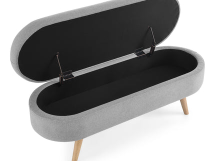 Ottoman Oval Storage Bench With Rubber Wood Legs Linen - Gray