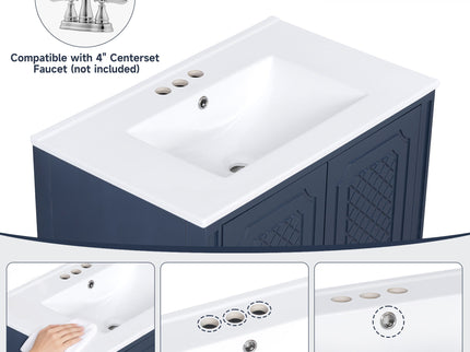 Bathroom Vanity With Sink, Soft Closing Door, Multi Functional Storage