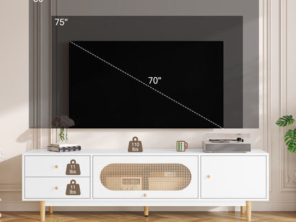 70" TV Stand With Drawers - White