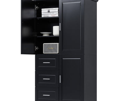 Tall And Wide Storage Cabinet With Doors, 3 Drawers
