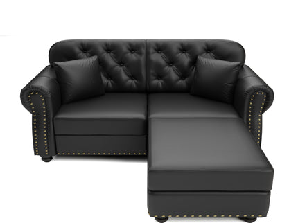 Upholstered Sofa With Nailhead Trim, Rolled Armrests With Ottoman