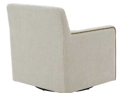 Tolland - Swivel Accent Chair With Antique Brass Nailhead Trim - Beige