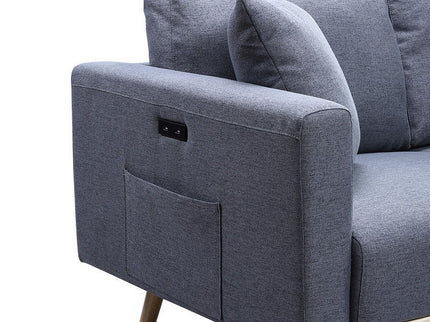Easton - Fabric Loveseat With USB Charging Ports Pockets And Pillows
