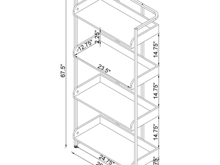 4 Shelf Open Back Bookcase With Accents - White