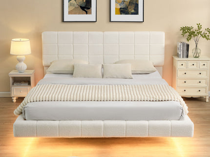Floating Bed With Light, Soft Touch Surface
