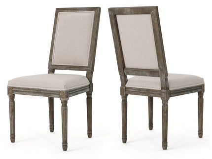 Traditional Style Dining Chair Set With Fabric Upholstery