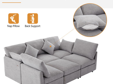 Sectional Sofa Modular U-Shaped With Ottoman & USB Ports