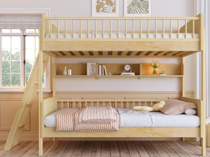 Bunk Bed With 3 Storage Shelves, Adjustable Ladder Left Or Right