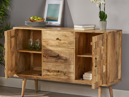 3 Drawer Sideboard With 2 Doors (KD Legs) - Natural