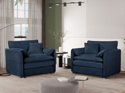 Modern Oversized Accent Chair, Comfy Single Sofa With Large Seat (Set of 2)