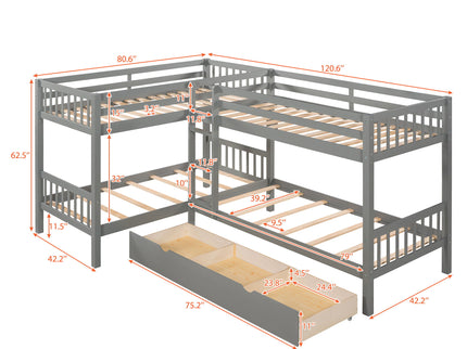 L Shaped Bunk Bed With Drawers