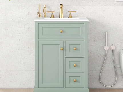 Modern Bathroom Vanity With Sink, 3 Drawers & Cabinet With 2 Tier Door Storage