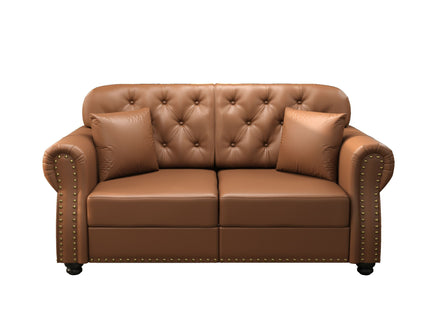 Upholstered Sofa With Nailhead Trim, Rolled Armrests With Ottoman