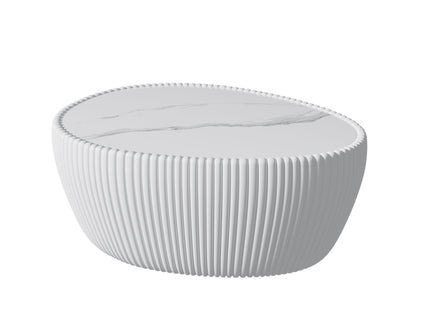 Goose Egg Shape Coffee Table For Living Room - White Pu