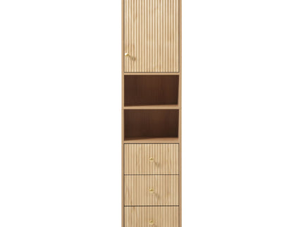 Tall Bathroom Cabinet With 1 Door, 3 Drawers, Open Storage - Wood