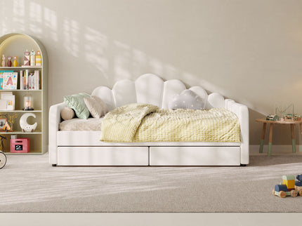 Shell Shaped Upholstered Daybed Frame With Slats